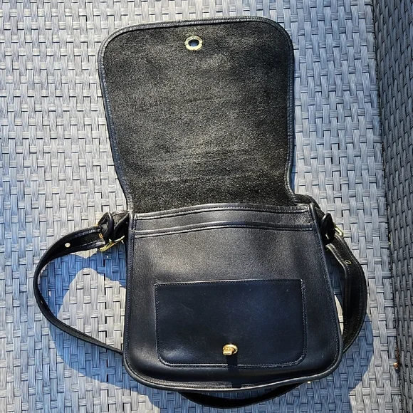 Vintage Coach Stewardess Midnight Black Leather Shoulder Bag - Picture 11 of 17